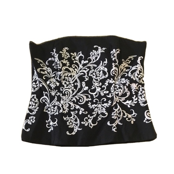White House Black Market Tops - WHBM Embroidered Floral Bustier Top